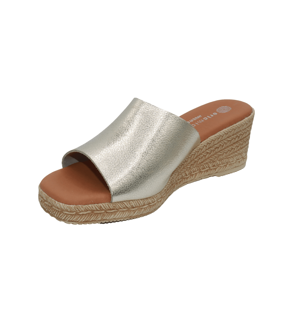 Eric Michael Spira Pebble Grain Leather Wedge Sandal