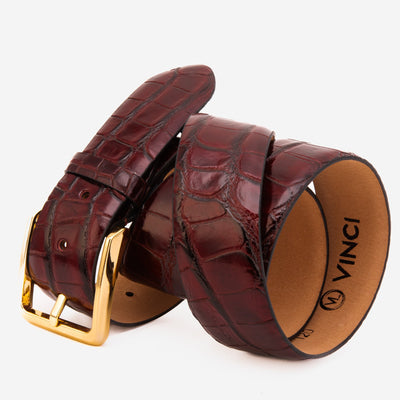 The Strat Burgundy Leather Belt
