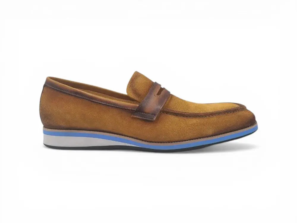 Carrucci Shoes KS Timeless Luxe Elegant Penny Loafer Suede KS550 01S side view