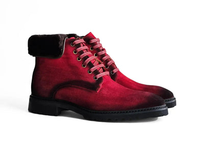 Carrucci Shoes Men's Suede Combat Boot Rugged Everyday Wear KB516 52S front view