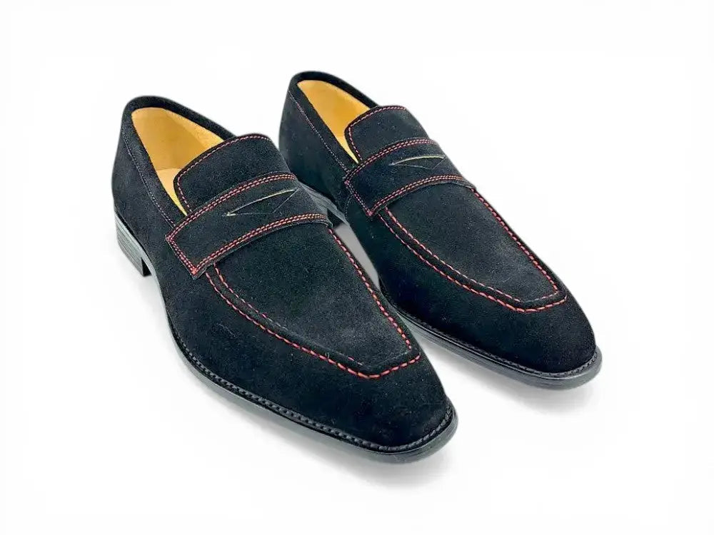 Carrucci Shoes Penny Loafer Contrast Stitching Suede Comfort KS509 36S view 6