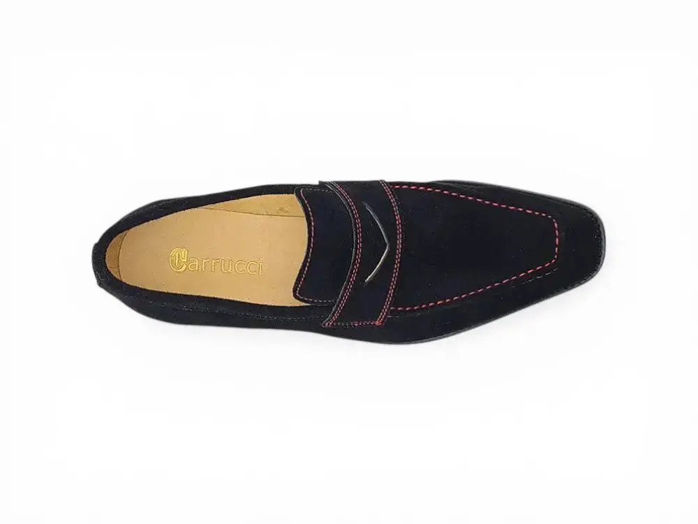 Carrucci Shoes Penny Loafer Contrast Stitching Suede Comfort KS509 36S view 8