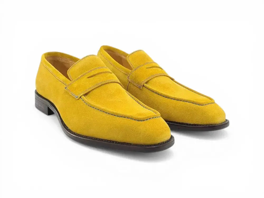 Carrucci Shoes Penny Loafer Contrast Stitching Suede Comfort KS509 36S view 9