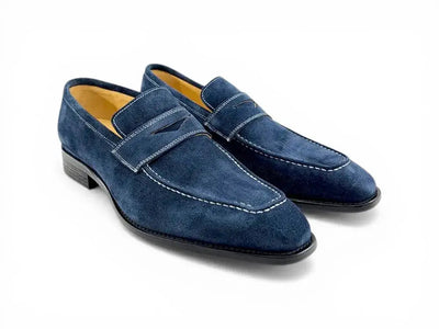 Carrucci Shoes Penny Loafer Contrast Stitching Suede Comfort KS509 36S front view