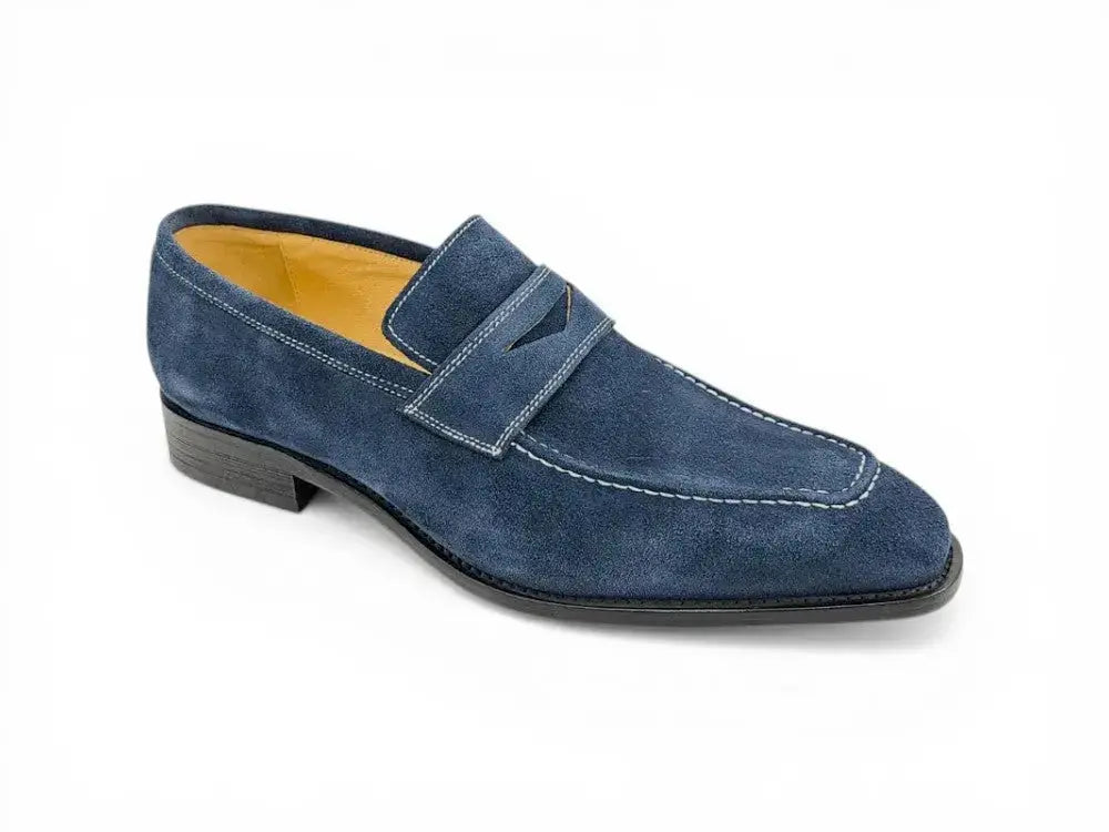Carrucci Shoes Penny Loafer Contrast Stitching Suede Comfort KS509 36S detail view