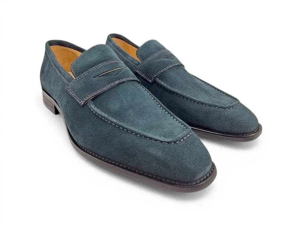 Carrucci Shoes Penny Loafer Contrast Stitching Suede Comfort KS509 36S view 17