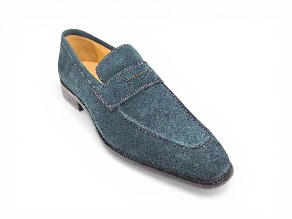 Carrucci Shoes Penny Loafer Contrast Stitching Suede Comfort KS509 36S view 20