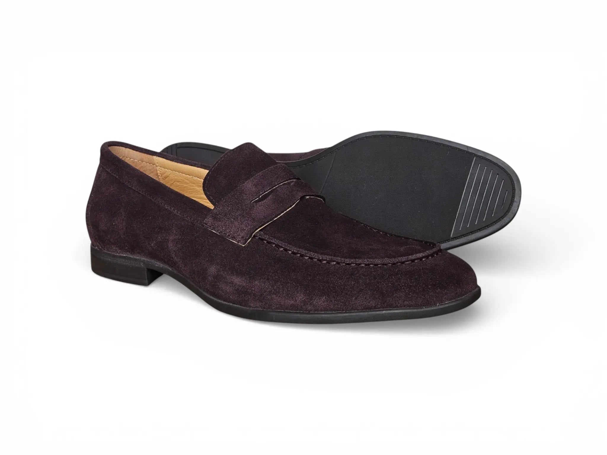 Suede Penny Loafer with Flexible Outsole Carrucci Shoes Men's