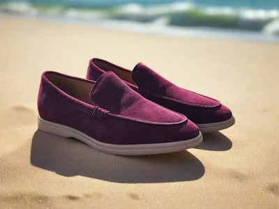 Carrucci Shoes Men's Supple Suede Loafer Slip On Lightweight Cushioned Footbed KS715 01S
