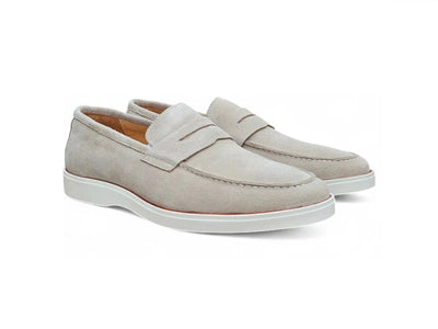 Carrucci Shoes Supple Suede Penny Loafer Sporty Sole Premium KS660 03S back view