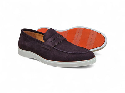 Carrucci Shoes Supple Suede Penny Loafer Sporty Sole Premium KS660 03S top view