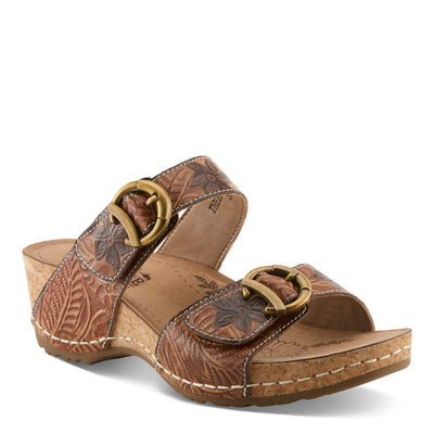 L'Artiste L'ARTISTE THEBRASSRING SANDALS sandal in tan multi with handcrafted leather design