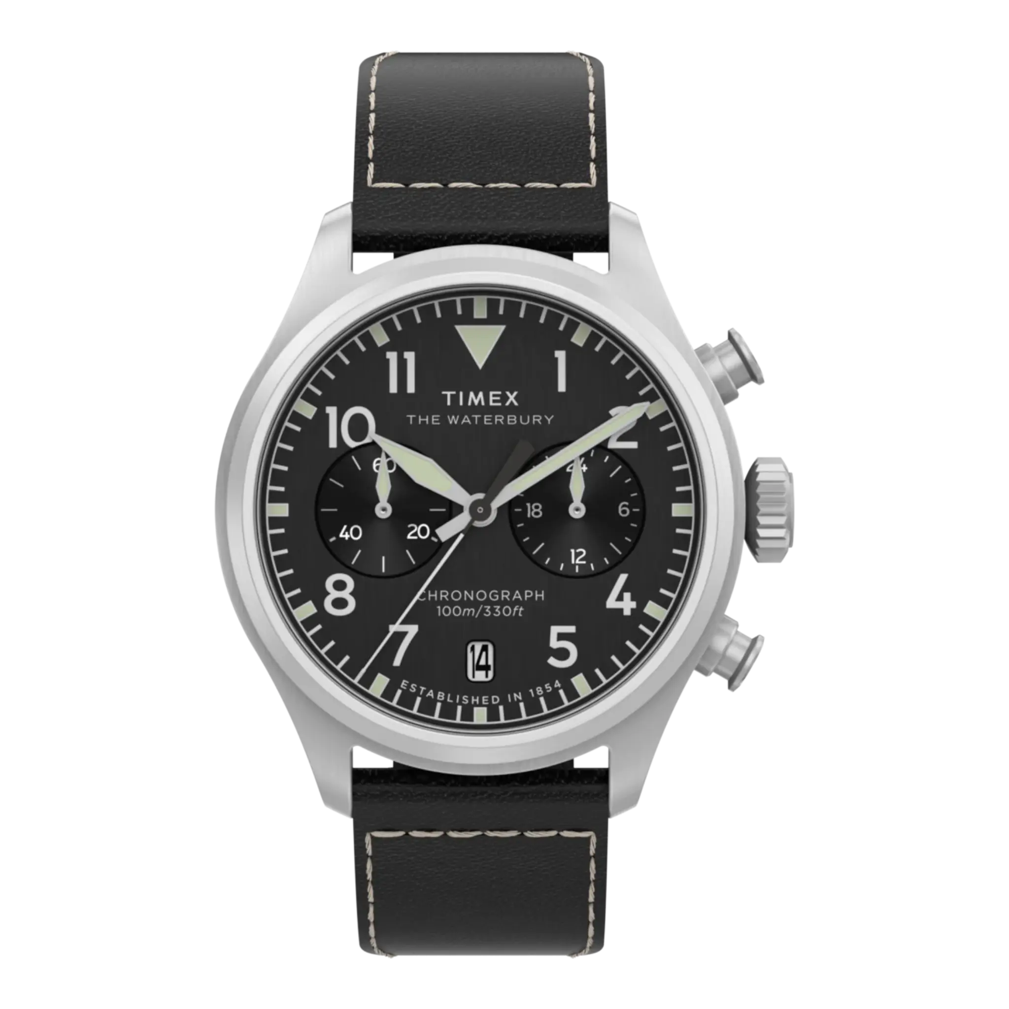 TIMEX WATERBURY ACE CHRONOGRAPH 41MM LEATHER STRAP WATCH