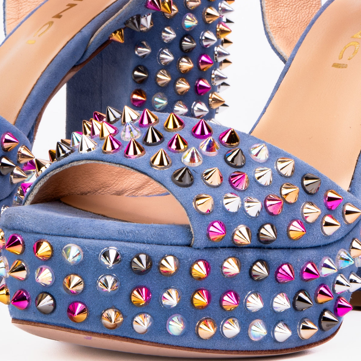 Vinci Leather The Tampico Blue Suede Leather Spike Platform Heel Women Sandal – product view 3