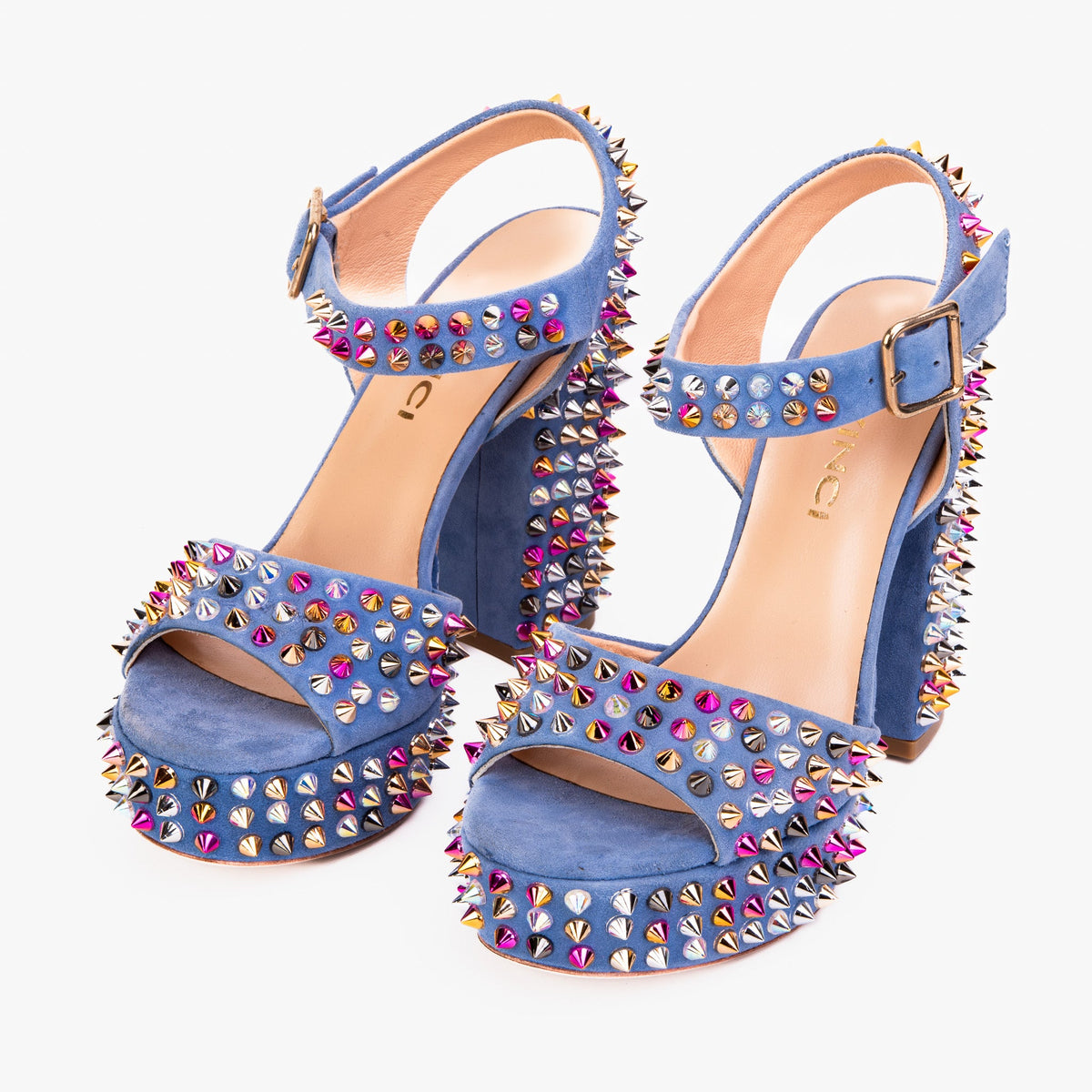 Vinci Leather The Tampico Blue Suede Leather Spike Platform Heel Women Sandal – product view 6