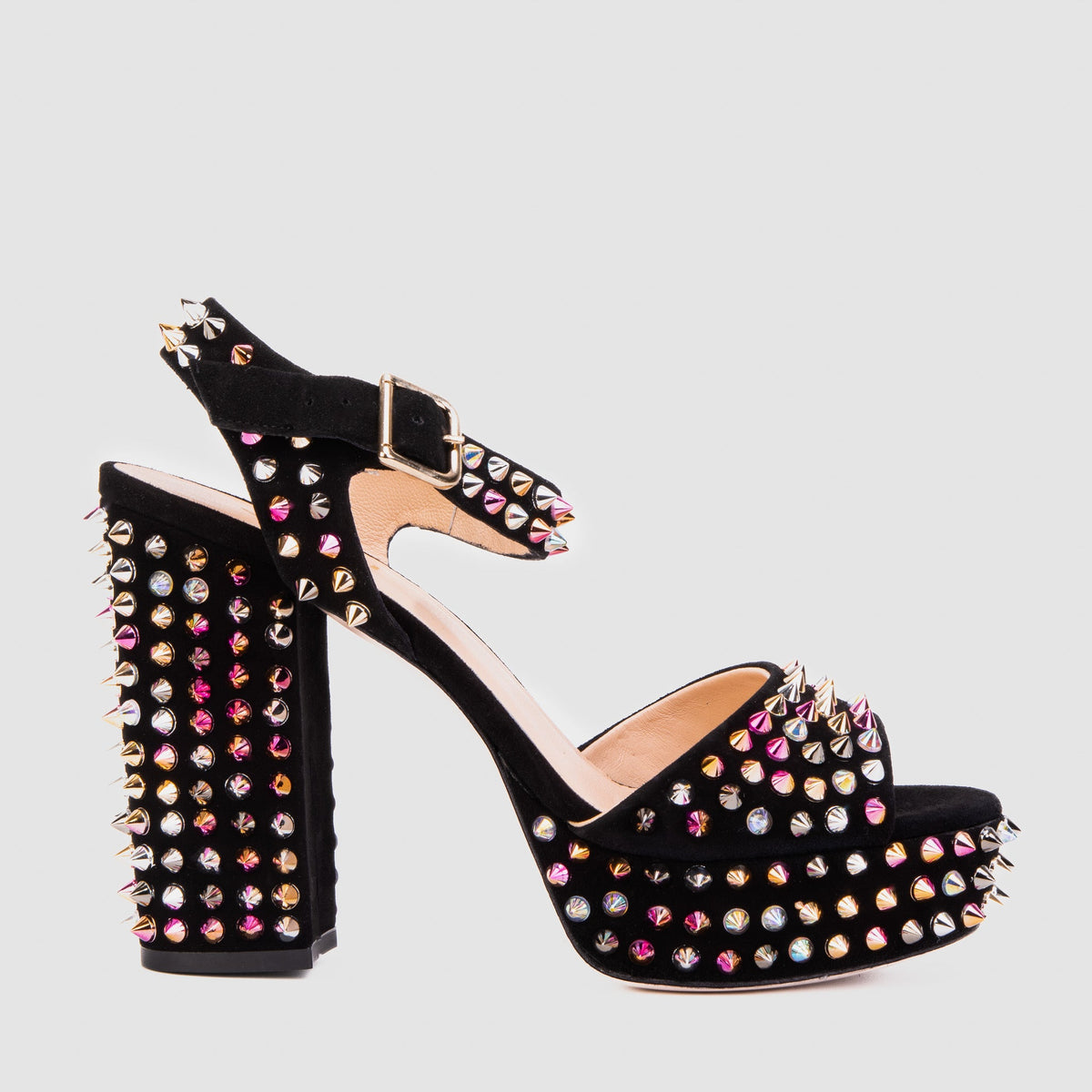 Vinci Leather The Tampico Black Suede Leather Spike Platform Heel Women Sandal – product view 1