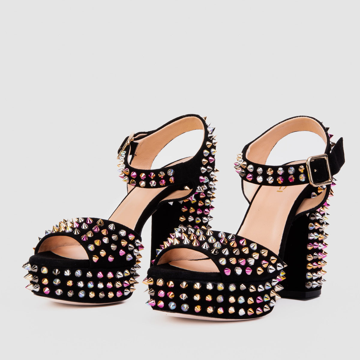 Vinci Leather The Tampico Black Suede Leather Spike Platform Heel Women Sandal – product view 2
