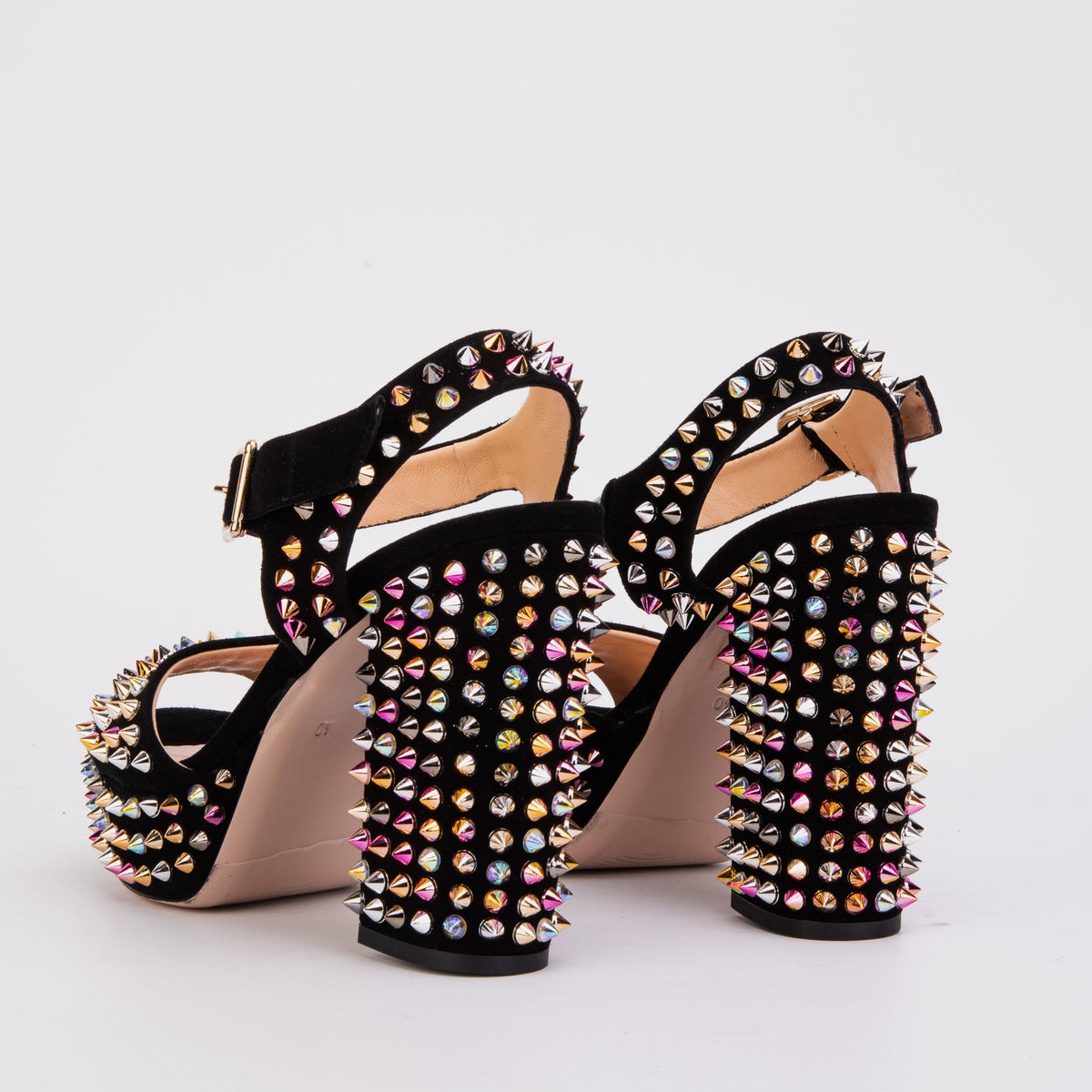 Vinci Leather The Tampico Black Suede Leather Spike Platform Heel Women Sandal – product view 5