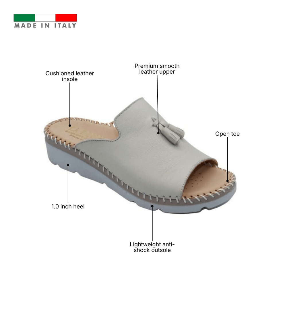 Tassle Leather Whip-Stitched Slide