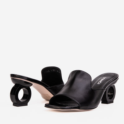 Vinci Leather The Tory Black Leather Women Sandal – product view 3