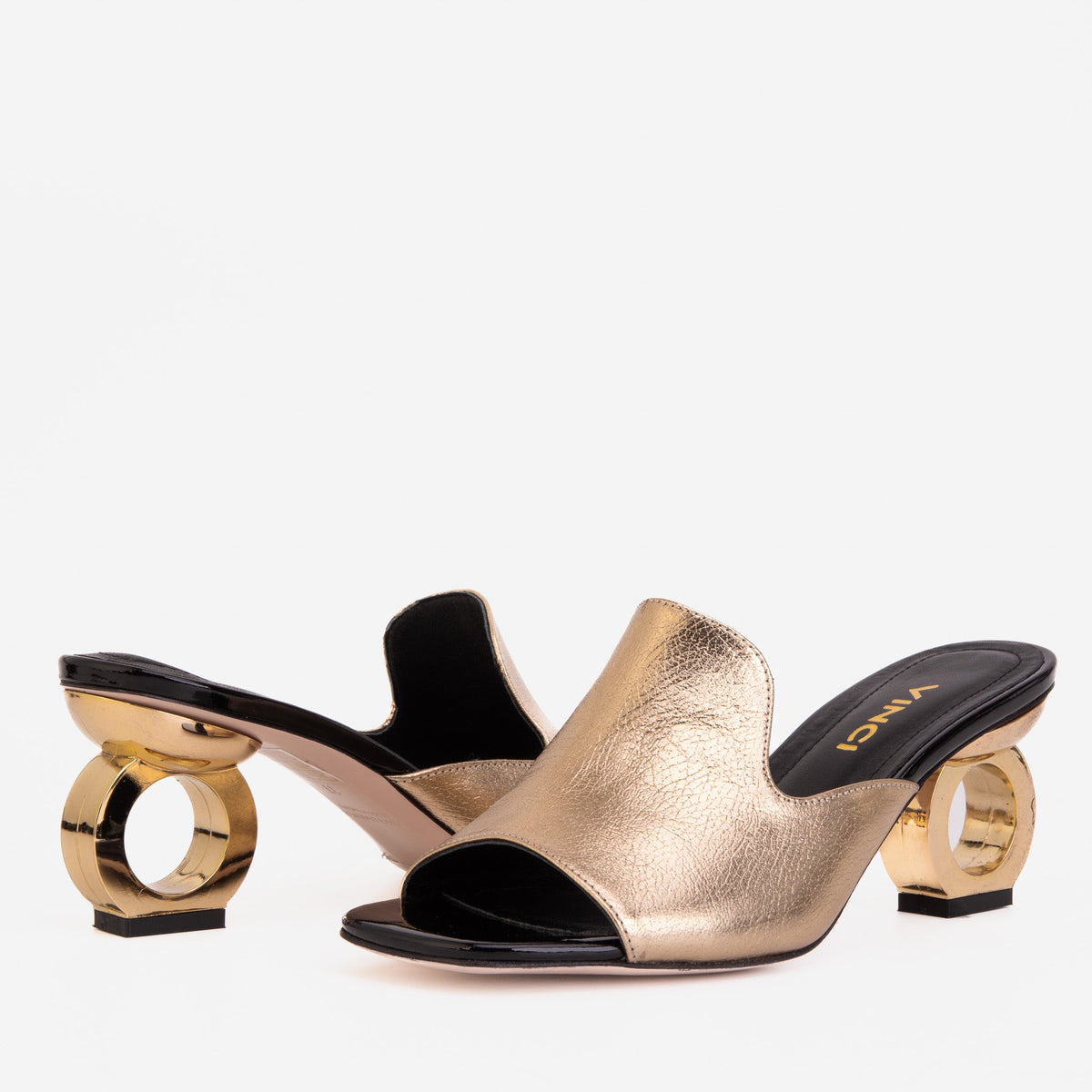 Vinci Leather The Tory Gold Leather Women Sandal – product view 5
