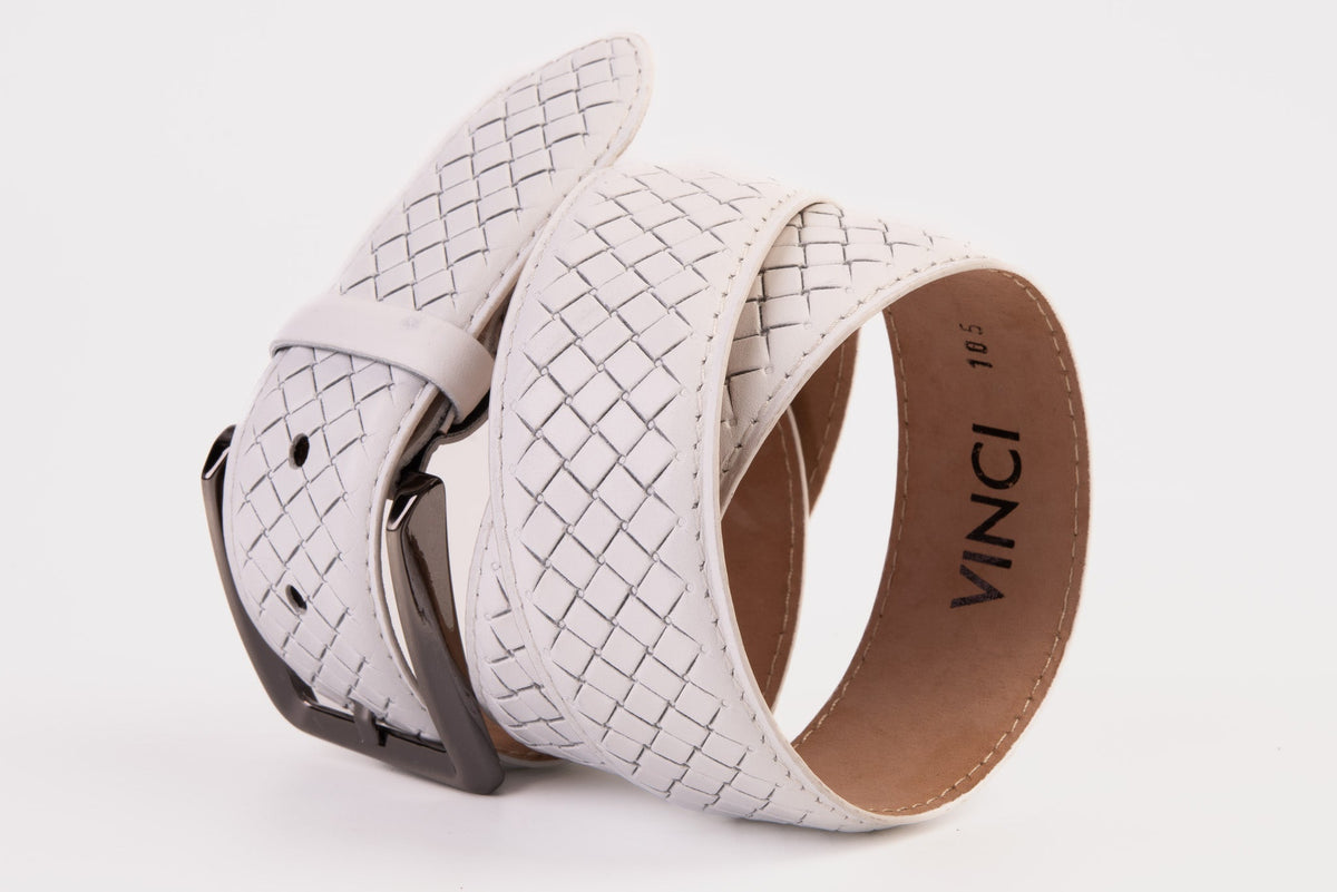 Vinci Leather The Layla White Woven Leather Belt – product view 5