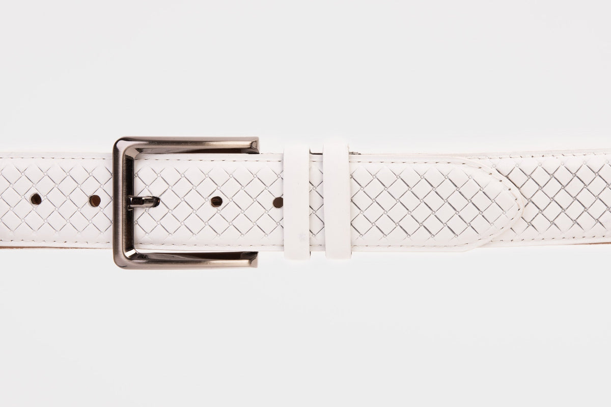 Vinci Leather The Layla White Woven Leather Belt – product view 2