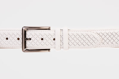 The Layla White Woven Leather Belt
