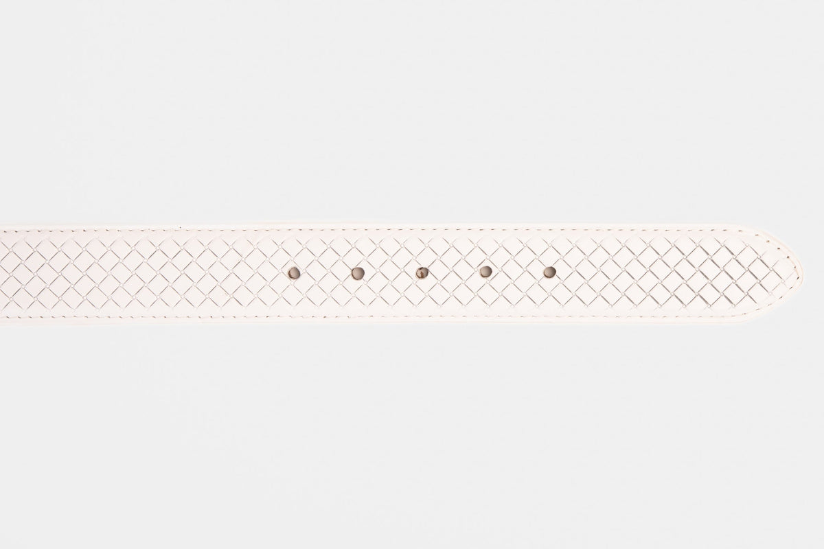 Vinci Leather The Layla White Woven Leather Belt – product view 3