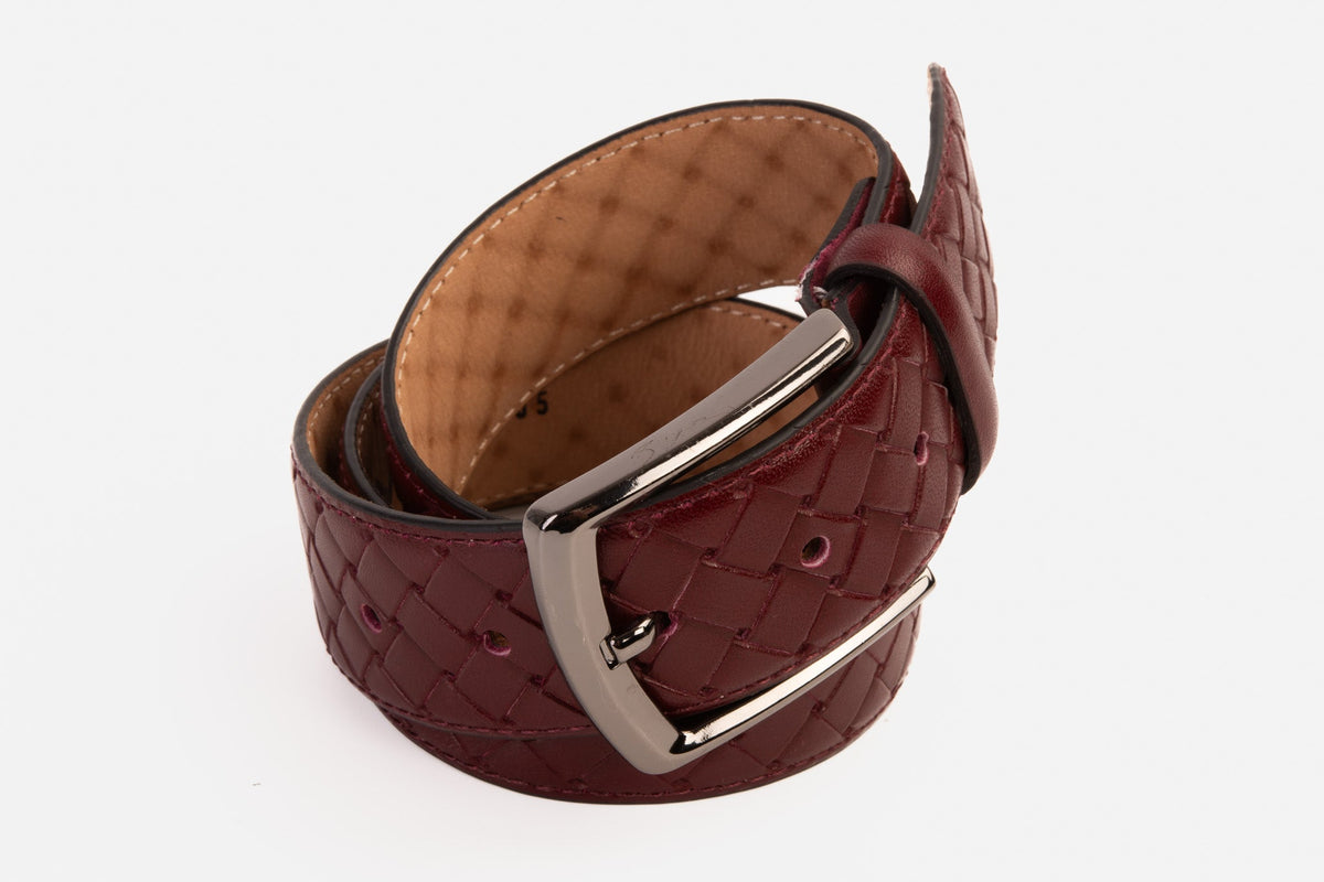 Vinci Leather The Turan Burgundy Woven Leather Belt – product view 2
