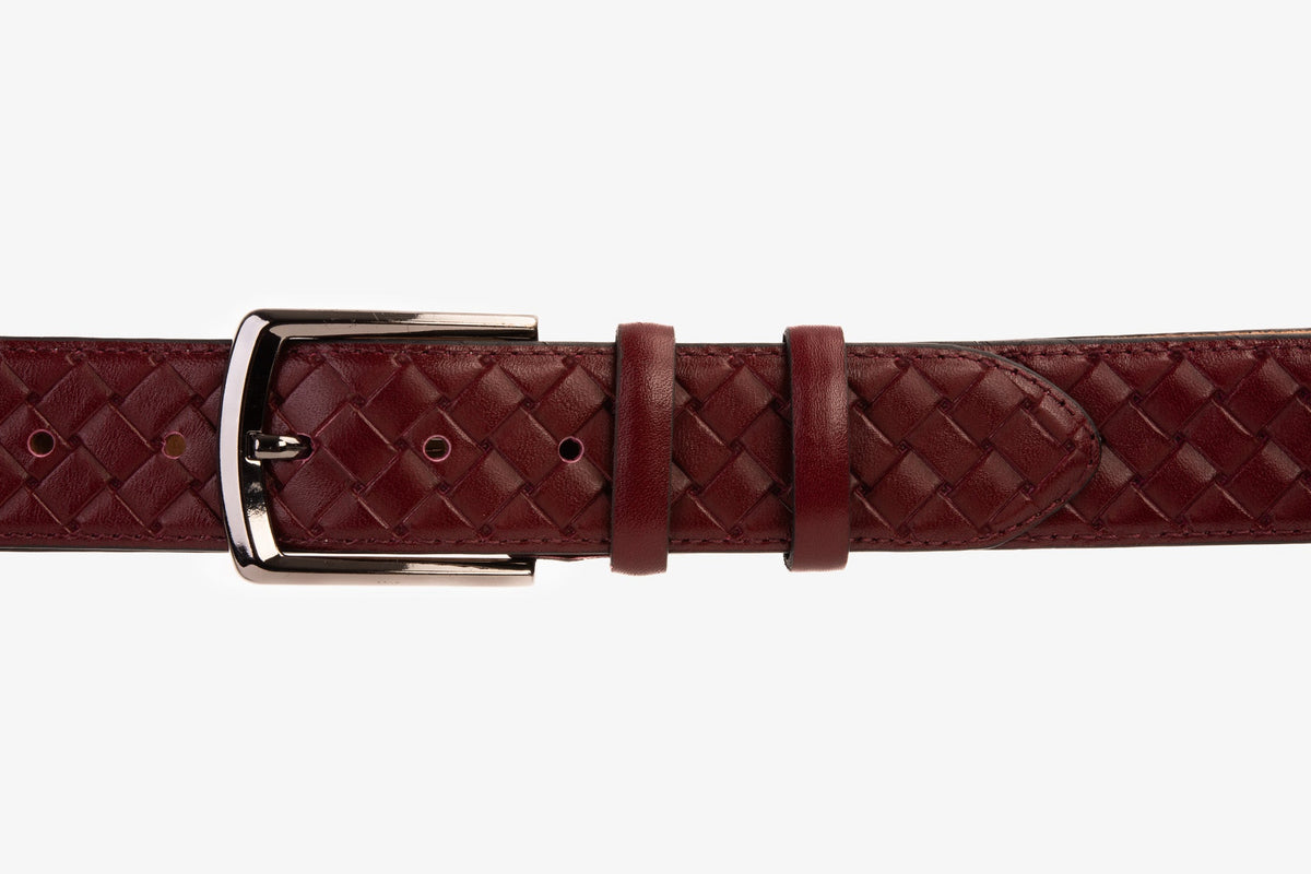 Vinci Leather The Turan Burgundy Woven Leather Belt – product view 7