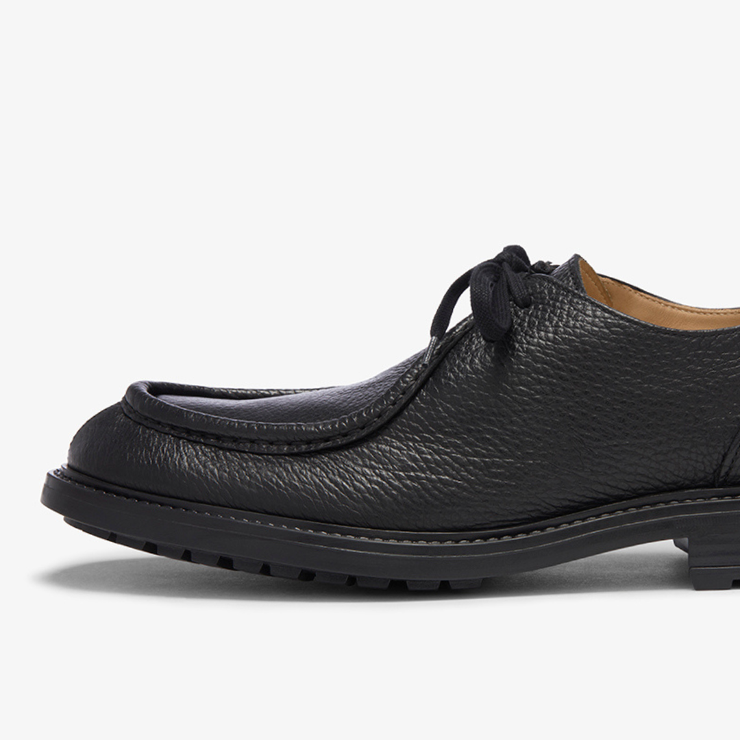 Del Toro Shoes Men's Black Pebbled Leather Tuscan Moc Boot