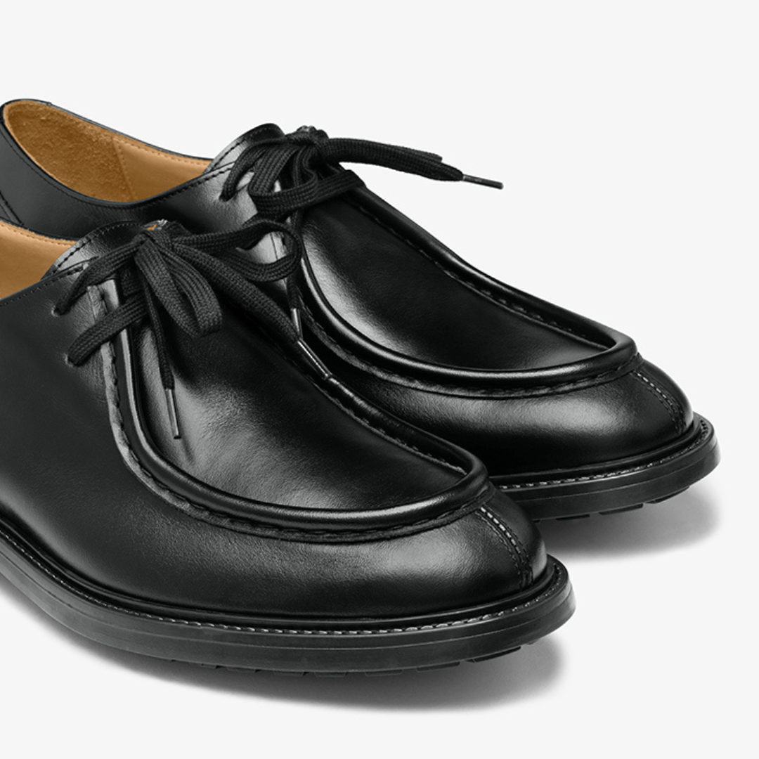 Del Toro Shoes Men's Black Leather Tuscan Moc Boot – front view