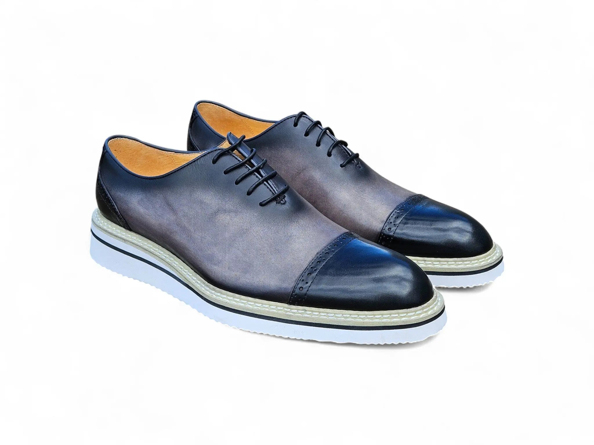 Carrucci Shoes Elegant Two Tone Cap Toe Calfskin Oxford KS552 20T view 9