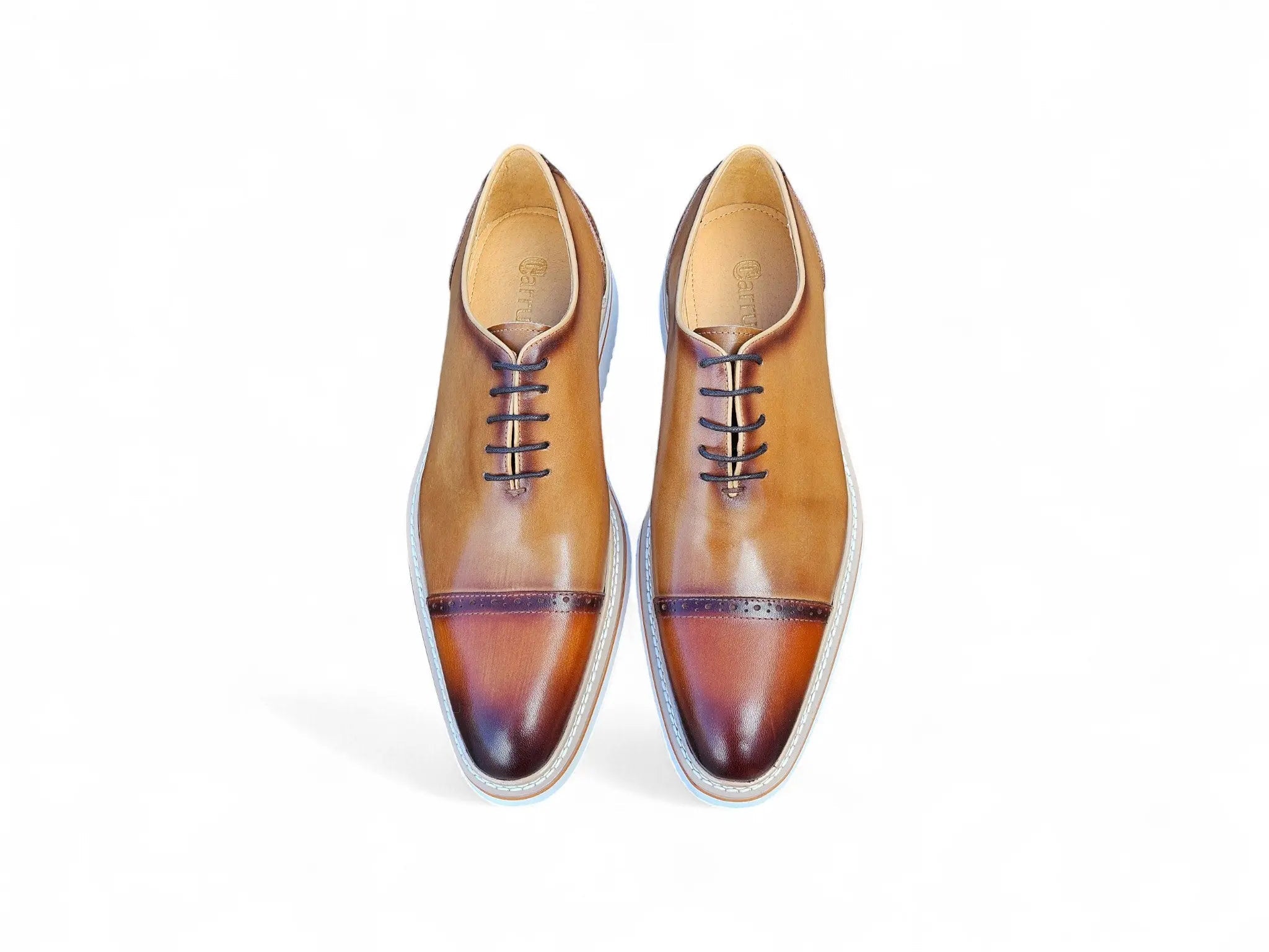 Carrucci Shoes Elegant Two Tone Cap Toe Calfskin Oxford KS552 20T side view