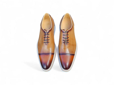 Carrucci Shoes Elegant Two Tone Cap Toe Calfskin Oxford KS552 20T side view