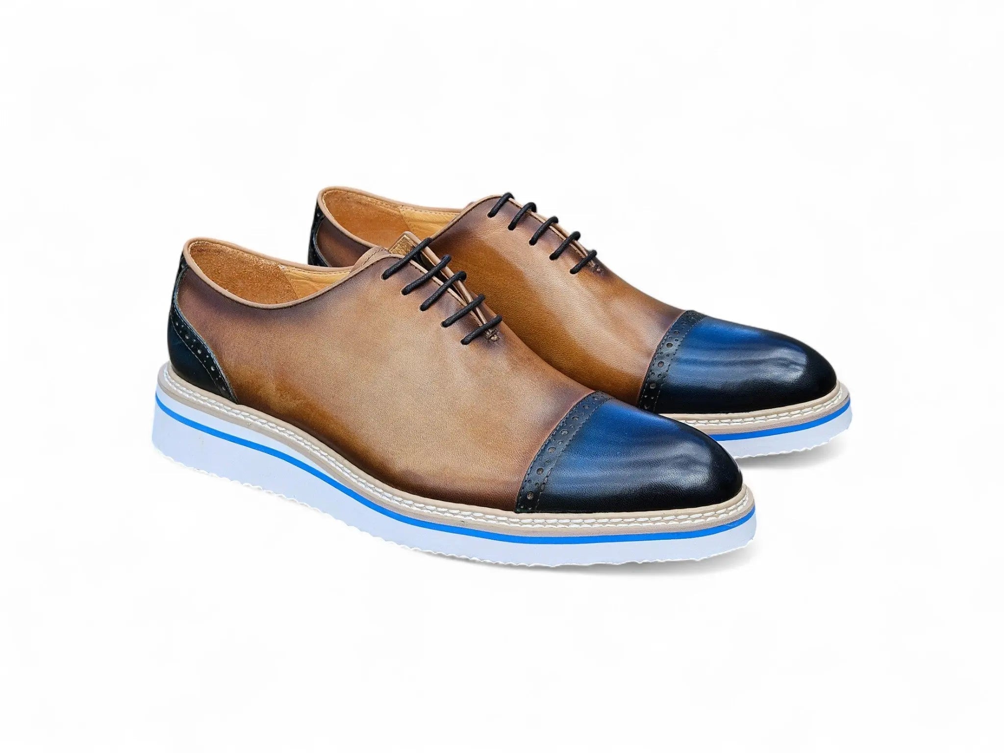 Carrucci Shoes Elegant Two Tone Cap Toe Calfskin Oxford KS552 20T view 15