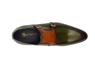 Carrucci Shoes Two Tone Monk Strap Buckle Loafer Leather KS479 05 detail view