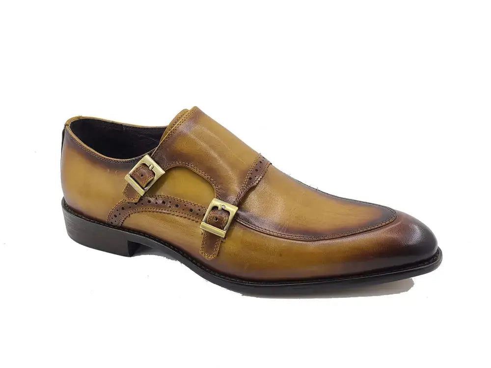 Carrucci Shoes Two Tone Monk Strap Buckle Loafer Leather KS479 05 view 9