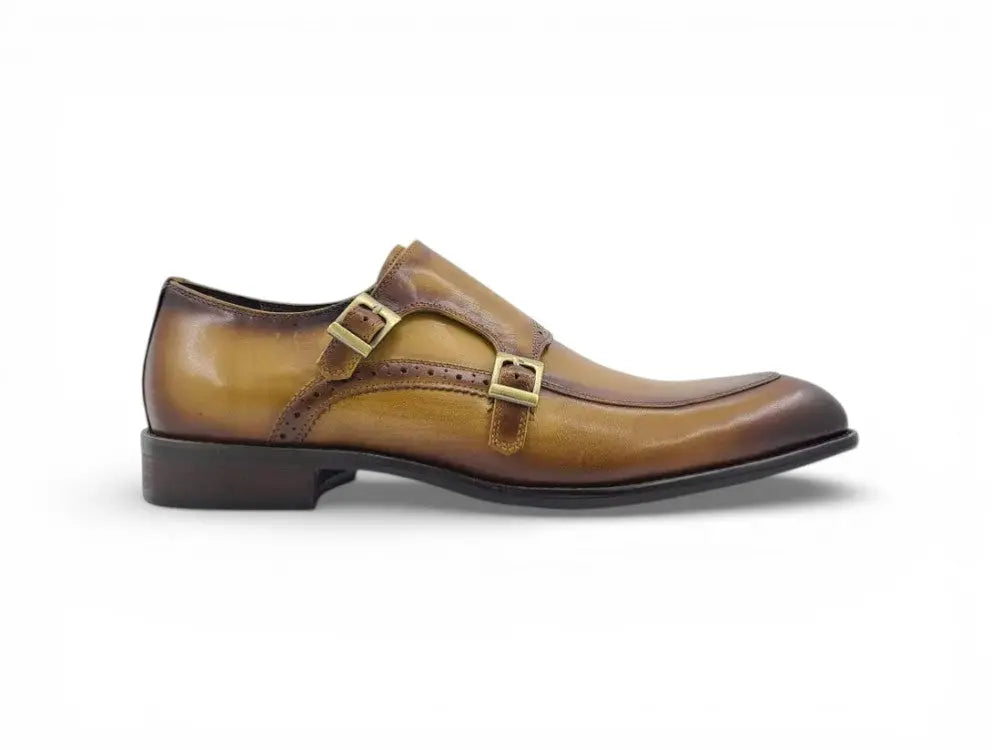 Carrucci Shoes Two Tone Monk Strap Buckle Loafer Leather KS479 05 view 7