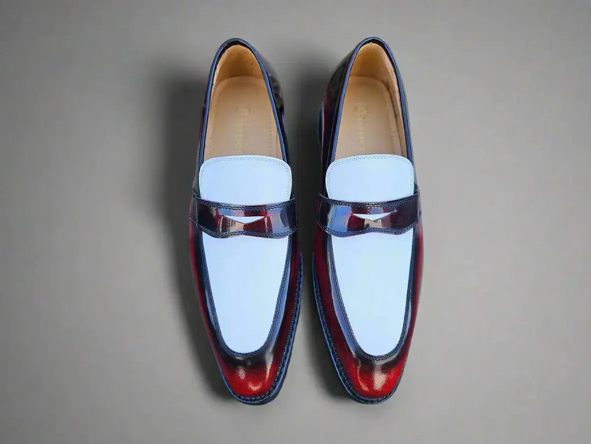 Carrucci Shoes Two Tone Patent Leather Penny Loafer Leather KS480 102PT view 8