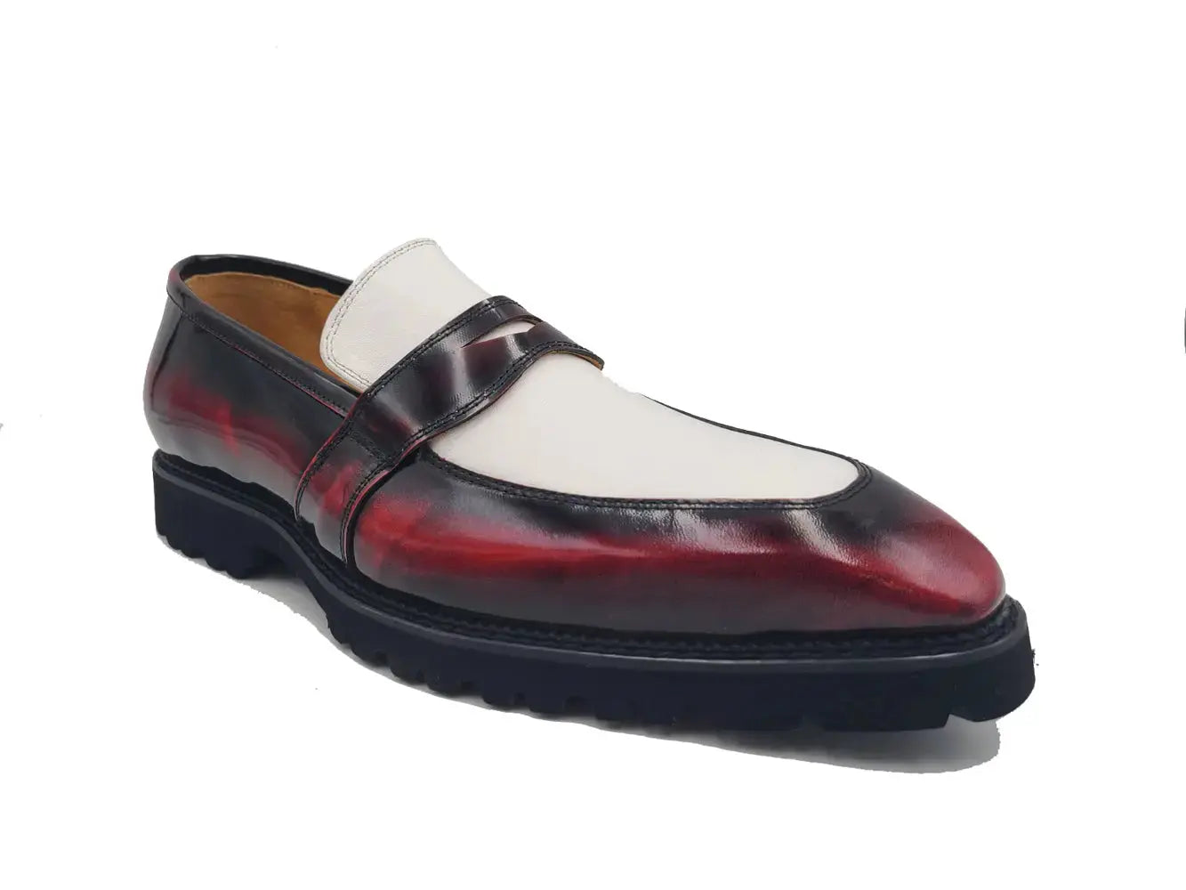 Carrucci Shoes Two Tone Patent Leather Penny Loafer Leather KS480 102PT view 10