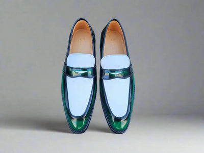 Carrucci Shoes Two Tone Patent Leather Penny Loafer Leather KS480 102PT back view