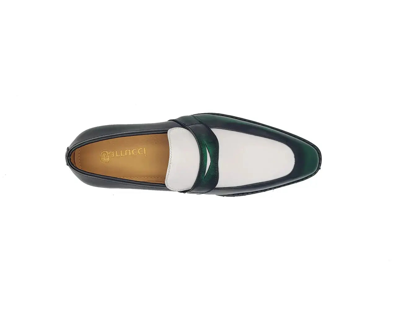 Carrucci Shoes Two Tone Patent Leather Penny Loafer Leather KS480 102PT top view