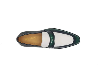Carrucci Shoes Two Tone Patent Leather Penny Loafer Leather KS480 102PT top view