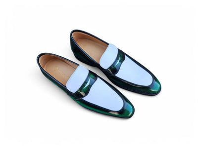 Carrucci Shoes Two Tone Patent Leather Penny Loafer Leather KS480 102PT side view