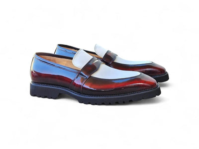 Carrucci Shoes Two Tone Patent Leather Penny Loafer Leather KS480 102PT view 6