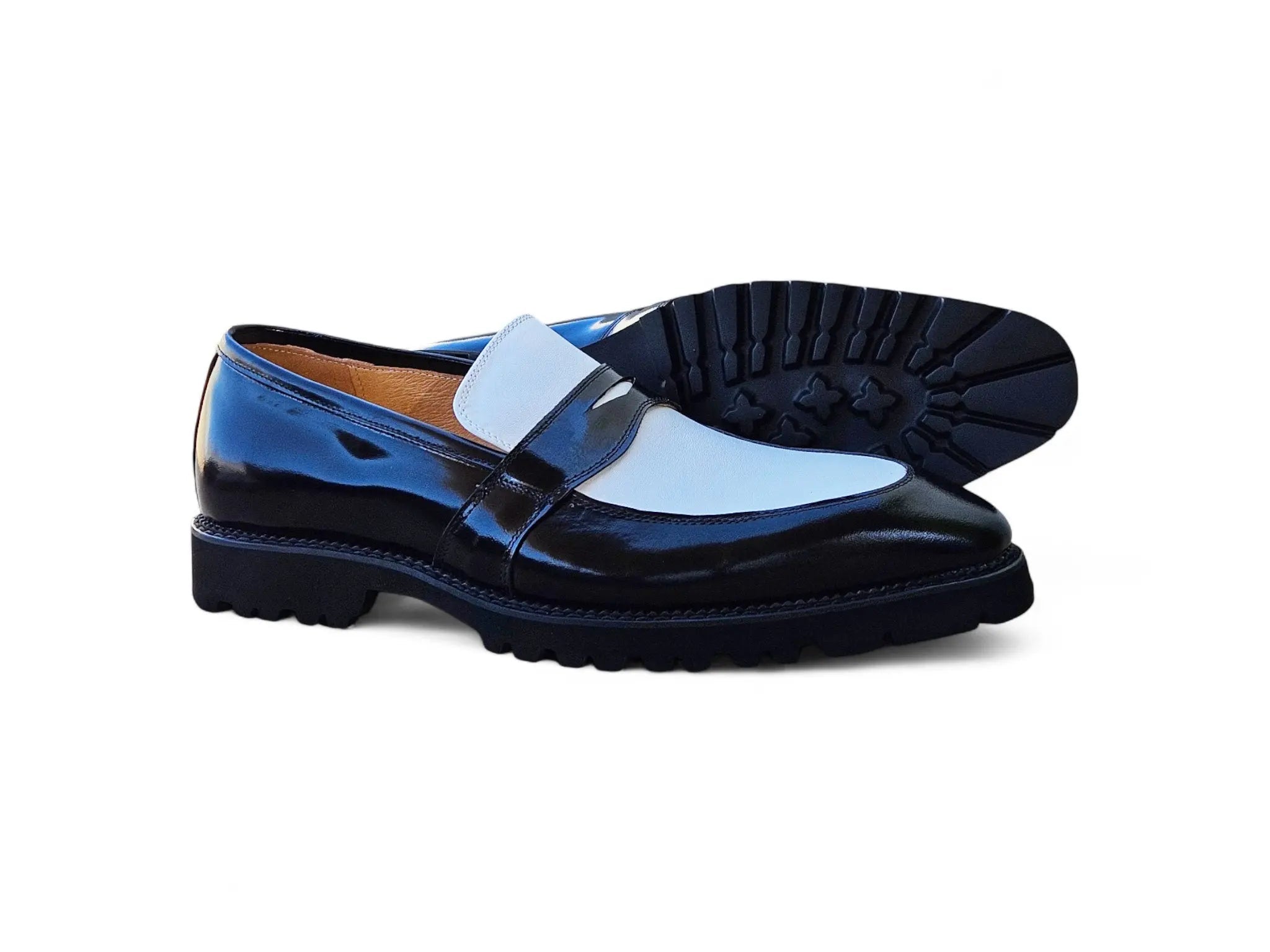 Carrucci Shoes Two Tone Patent Leather Penny Loafer Leather KS480 102PT view 13