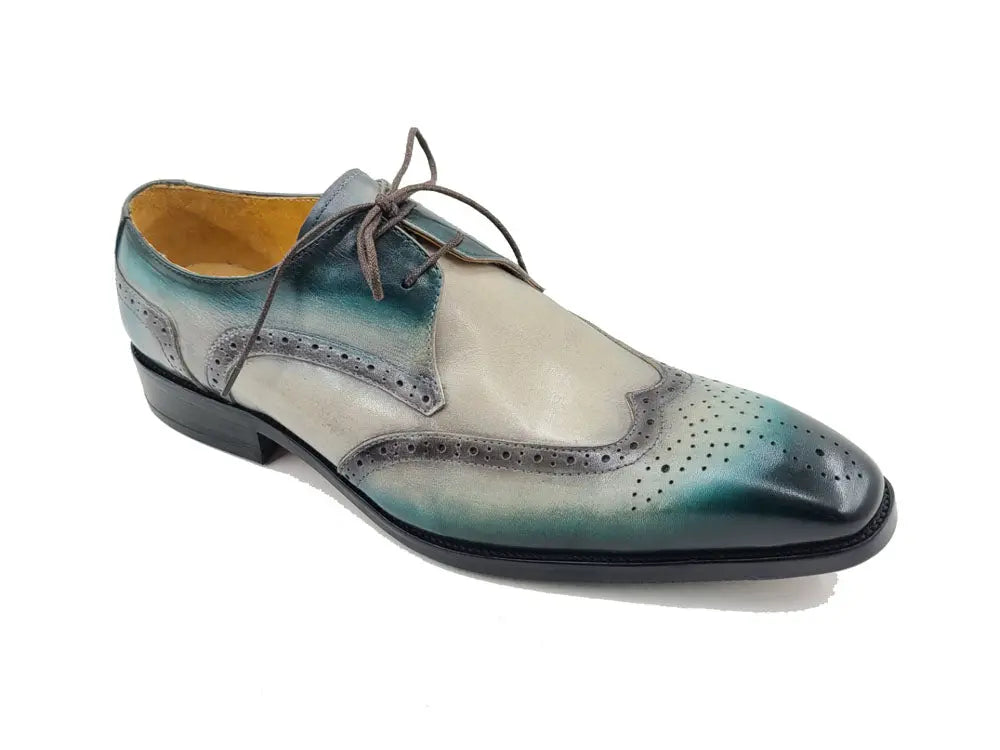 Carrucci Shoes KS Two Tone Wing Tip Blucher Oxford Calfskin KS503 69T back view