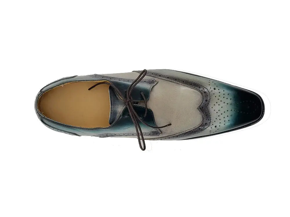 Carrucci Shoes KS Two Tone Wing Tip Blucher Oxford Calfskin KS503 69T detail view